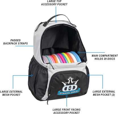 Cadet Disc Golf Backpack, Beginner Disc Golf Bag, Frisbee Golf Discs Set, Sports Bag, Lightweight & Durable, 17+ Disc Capacity