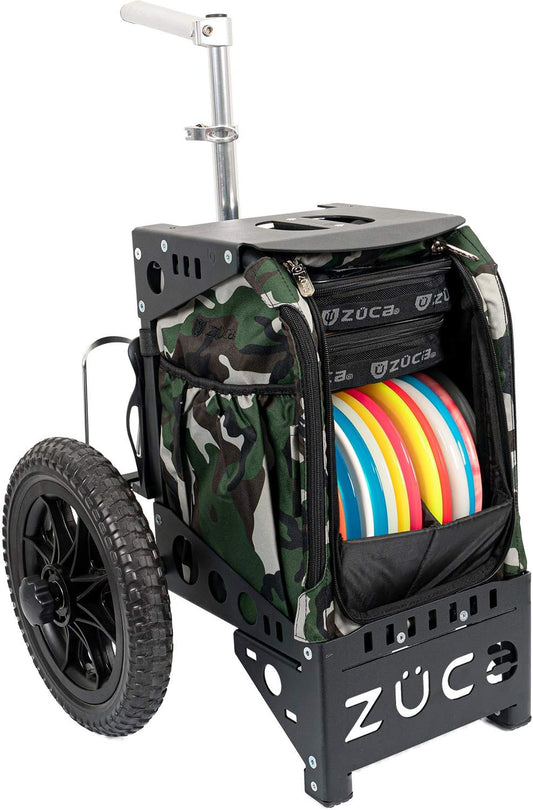 Compact Cart by ZÜCA, Disc Golf Push Cart, Frisbee Golf Cart Accessories, Built-In Disc Holder Flap, up to 300 Lbs, Includes Two Water Bottle Holders