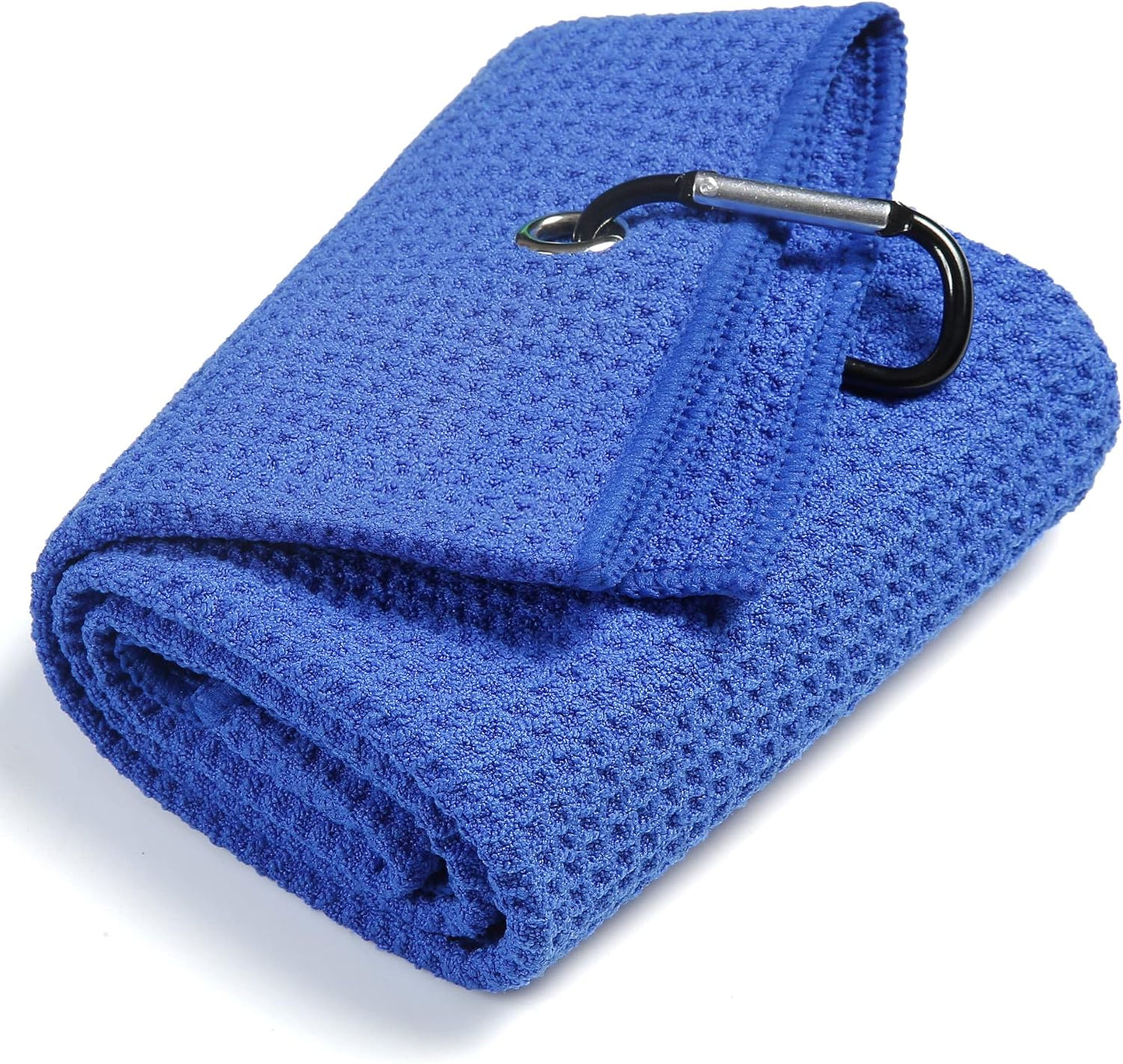 Golf Towel, Microfiber Golf Towels with Waffle Pattern Tri-Fold Golf Accessories for Men | Golf Brush Tool Kit | Grey Golf Towel | Golf Towels for Golf Bags with Clip (Grey) (Blue)