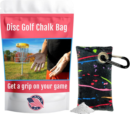 Disc Golf Chalk Bag | Dry Your Hands in the Heat of Summer | Attaches to Bag with a Carabiner | Improve Your Hand Grip for Consistency | Essential Disc Golf Accessories | Chalk